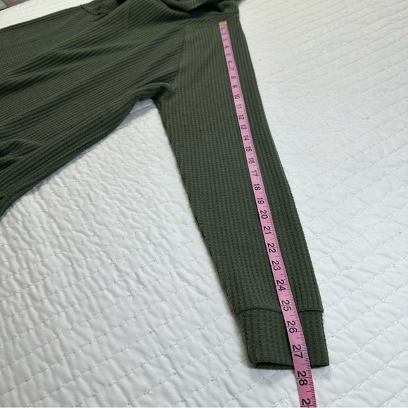 Lou & Grey Olives Green Waffle Cowl Neck Tunic Top Hi Low Long Sleeve Sweater - Picture 7 of 10